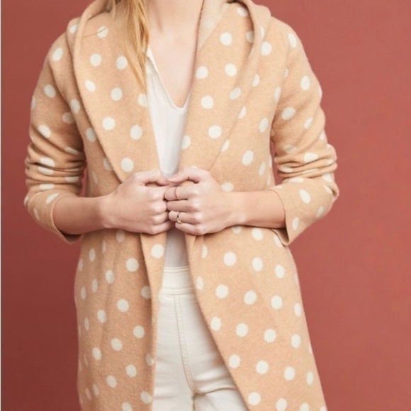 anthropologie Field Flower Dottie hooded Polka Dot sweater. Wool 100%. - Picture 2 of 10